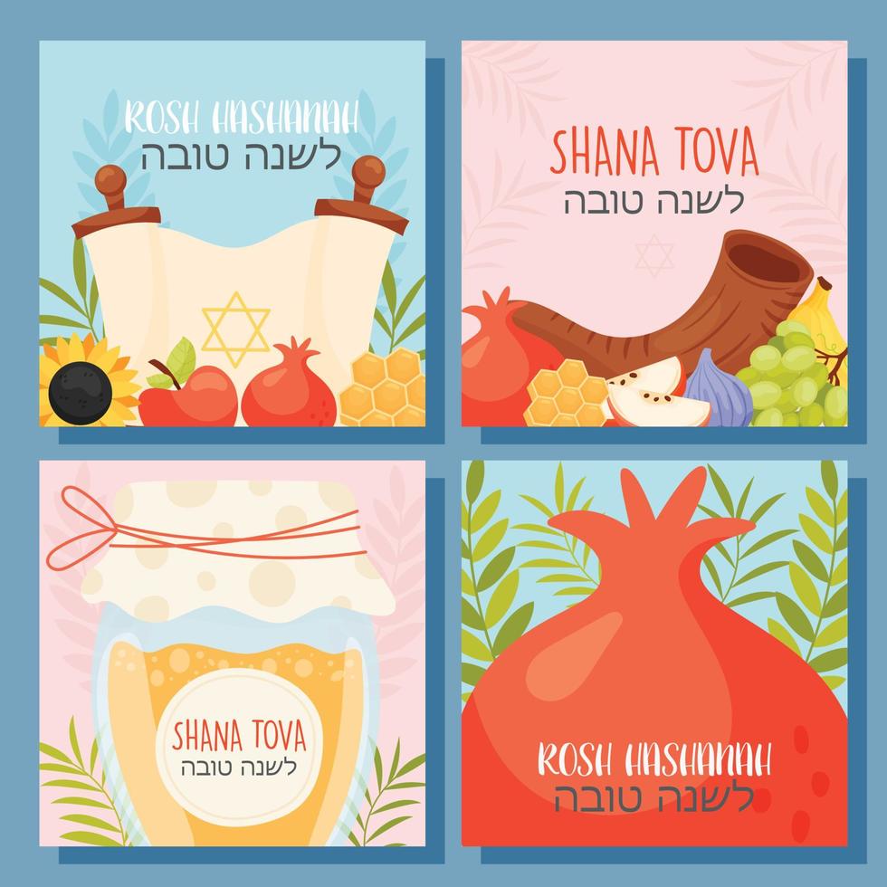 Happy Rosh Hashanah day, Shana Tova greeting card vector