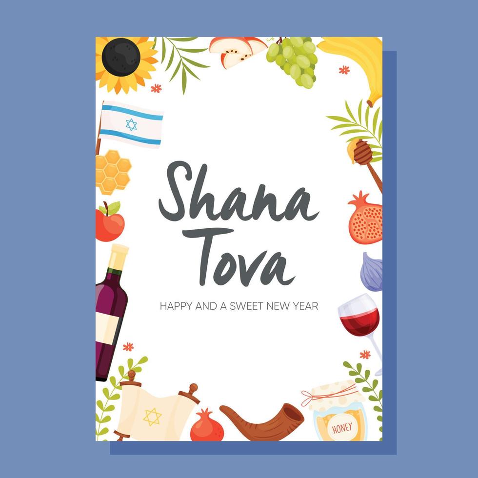 feliz día de rosh hashaná, tarjeta de felicitación de shana tova vector