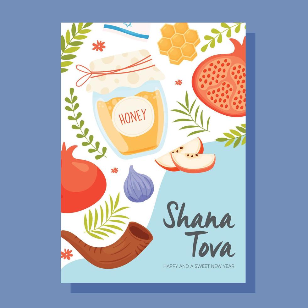 Happy Rosh Hashanah day, Shana Tova greeting card vector