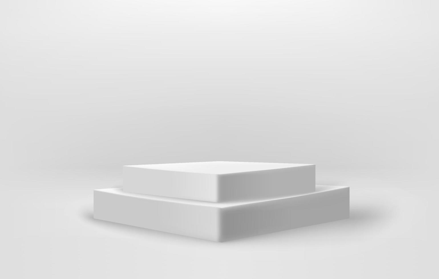 Bright studio with square podium. 3D vector illusration