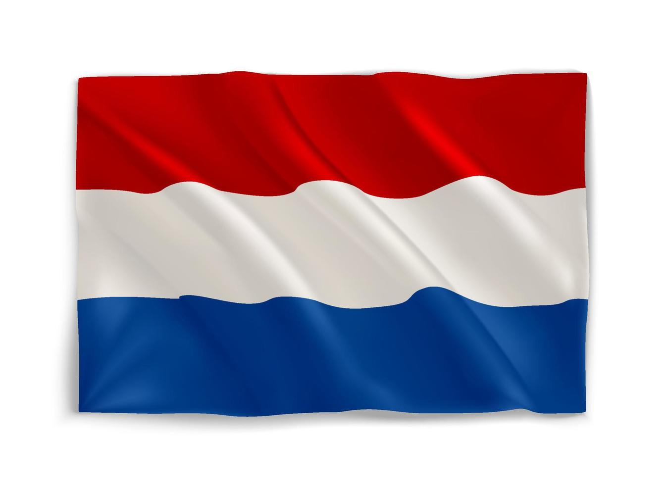 Red, White and Blue dutch flag. 3d vector object isolated on white