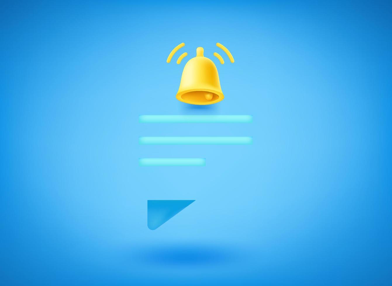 Blue speech bubble icon with notification on blue background. 3d vector illustration