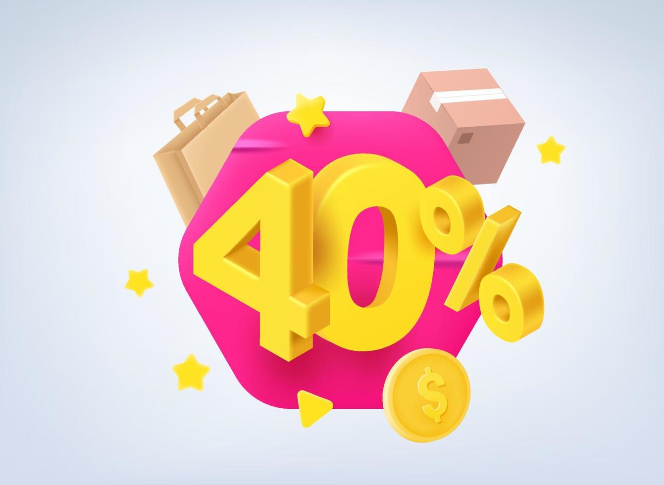 40 percent sale concept. 3d vector illustration