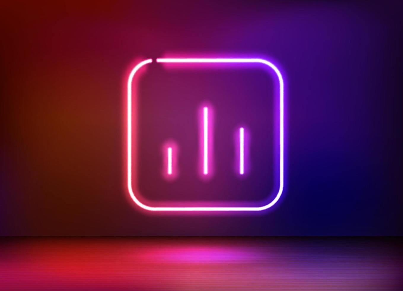 Neon glowing rating chart icon. 3d vector illustration