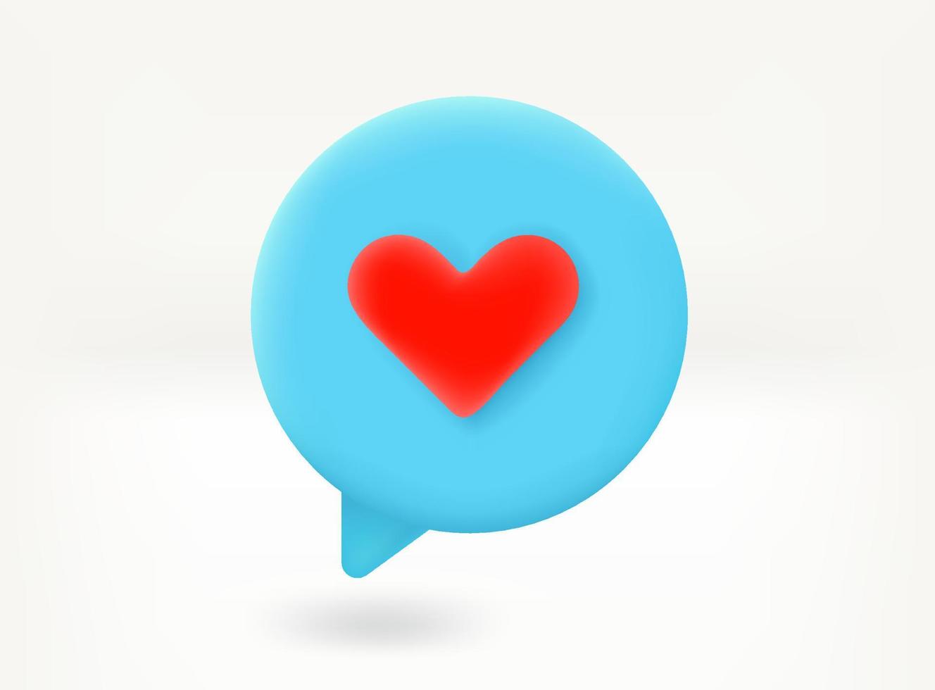 Love message concept. Speech bubble with red heart. 3d vector icon