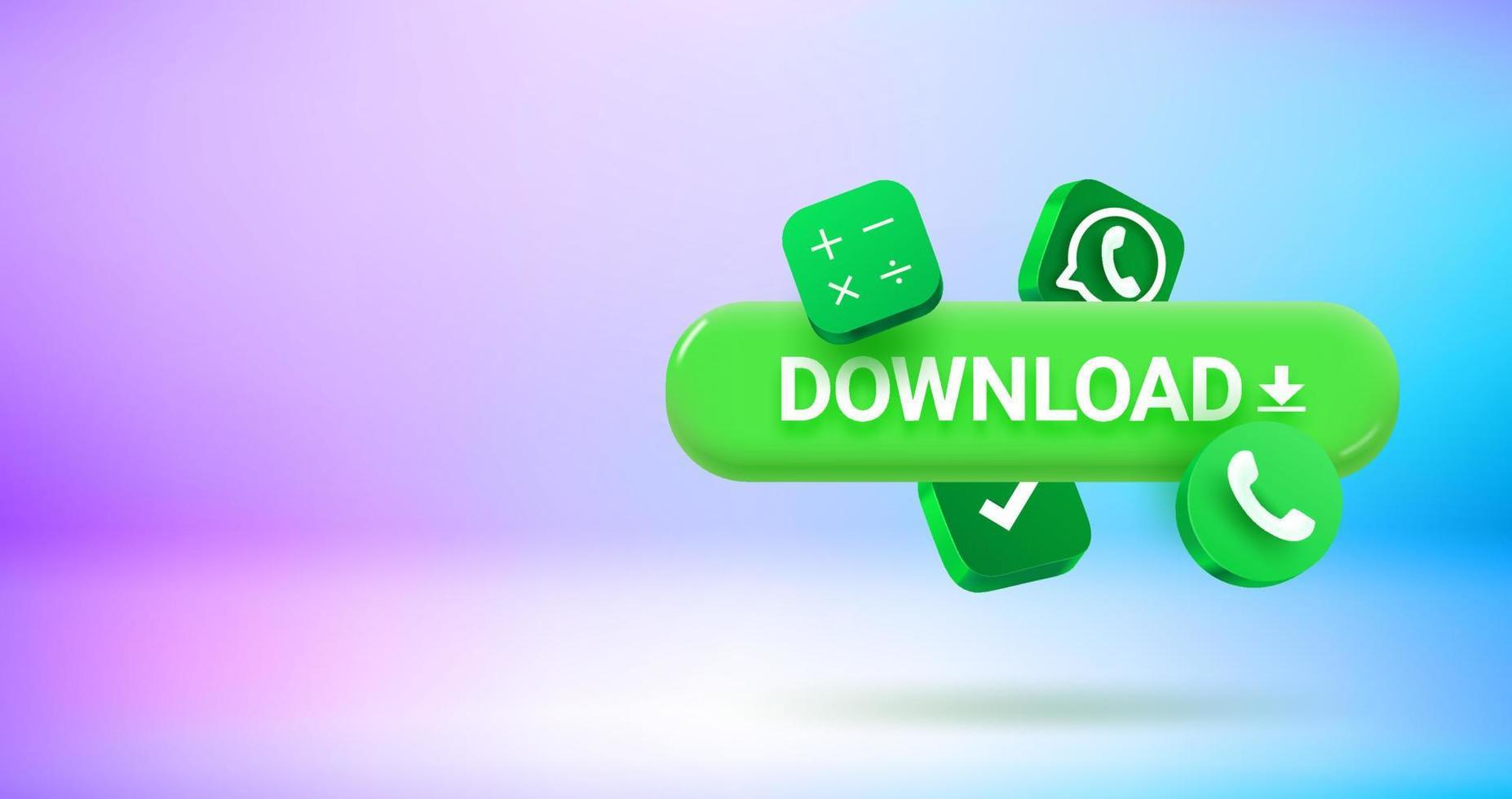 Downloading new applications concept. Vector 3d banner with copy space