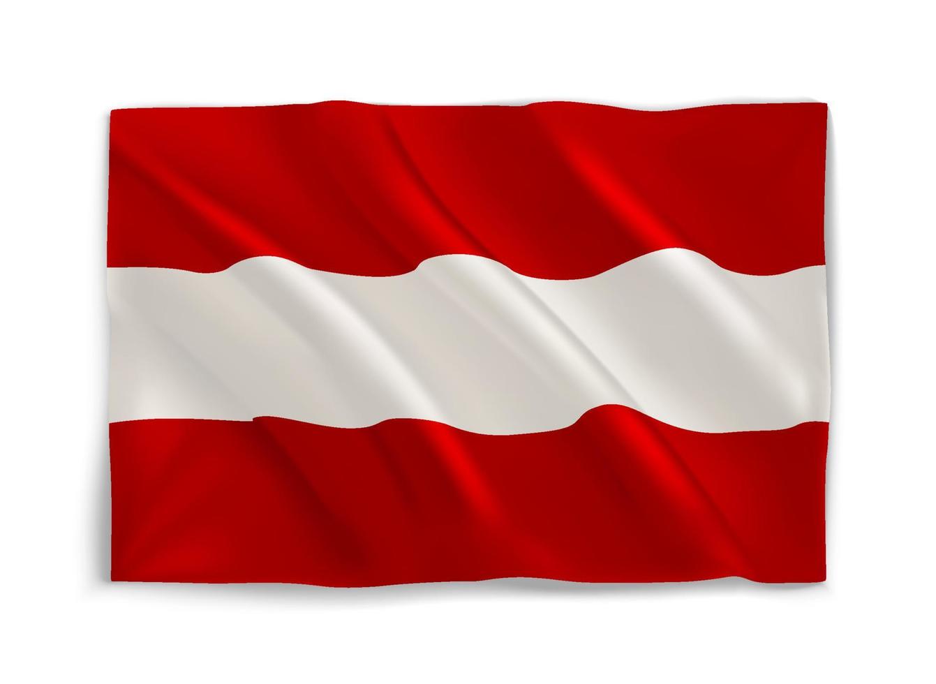 White and red Austrian flag. 3d vector object isolated on white