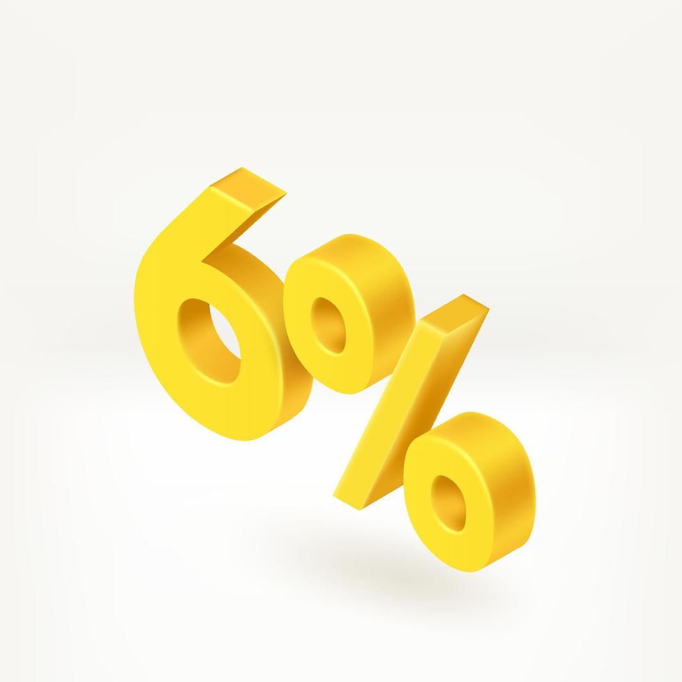 6 percent season discount concept. Vector 3d isometric label