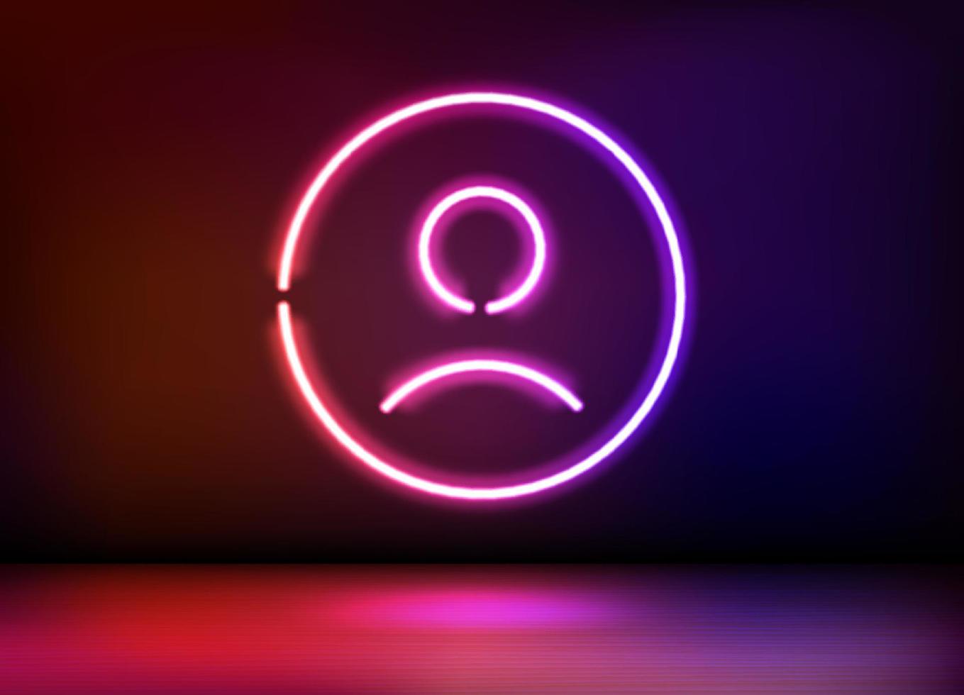Neon glowing profile icon. 3d vector illustration