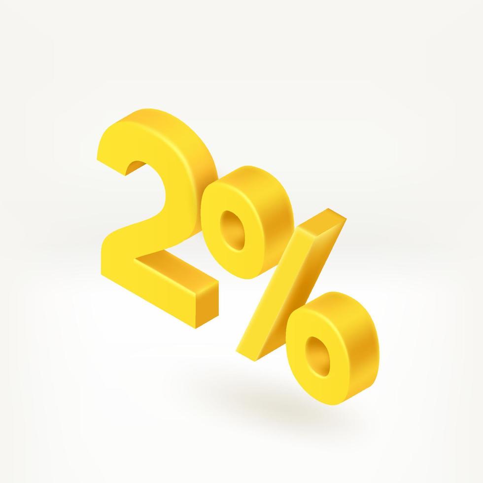 2 percent season discount concept. Vector 3d isometric label