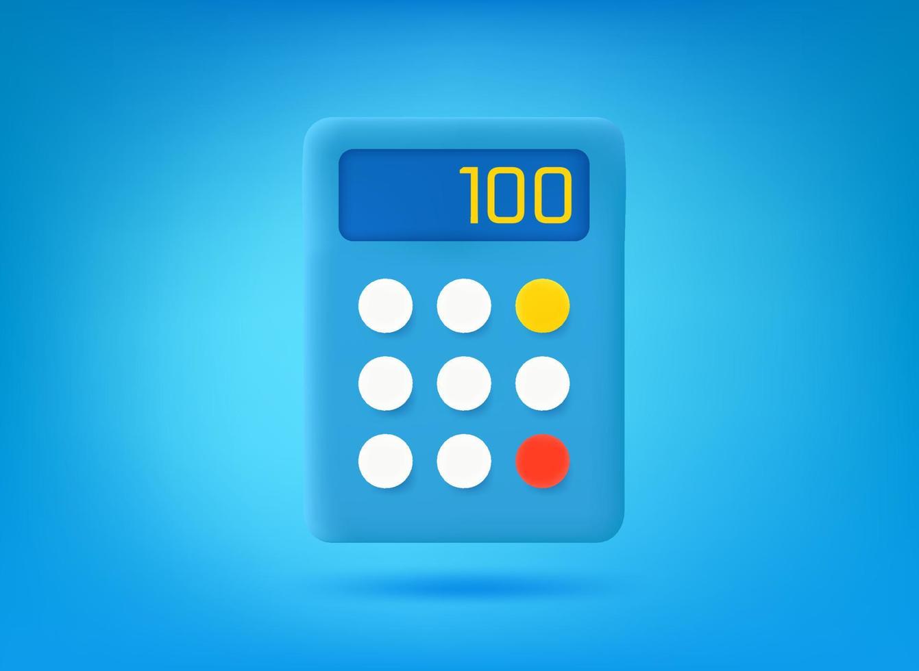 Blue calculator icon on blue background. 3d vector illustration