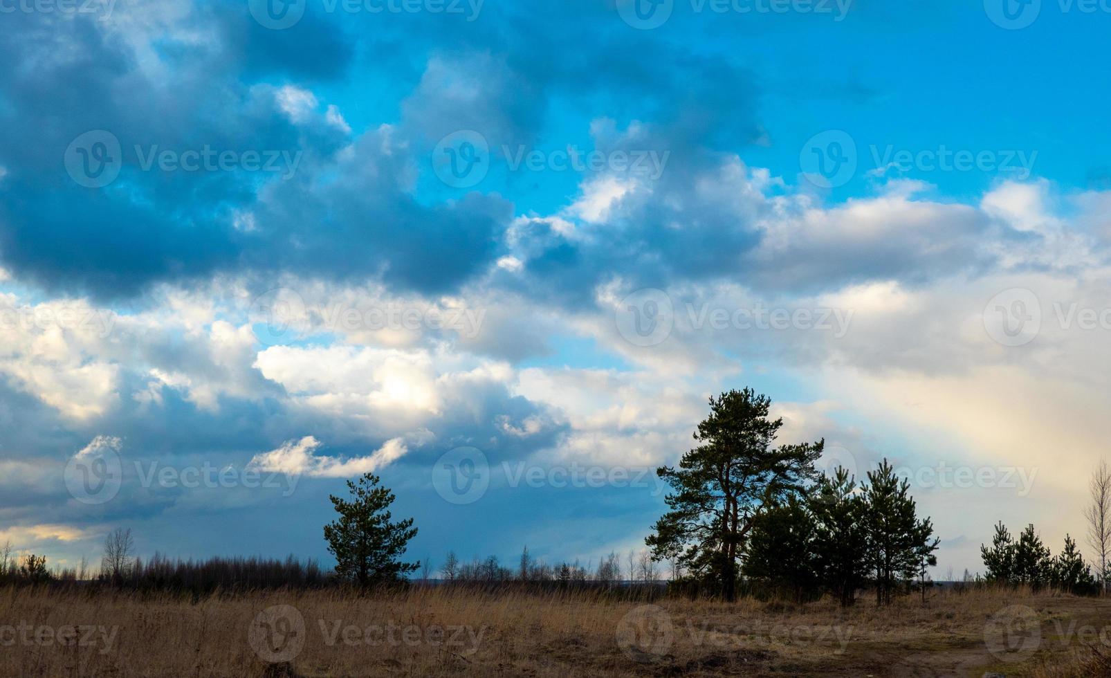 landscape with majestic beautiful dramatic pre-threatening sky. Cloudy sky photo