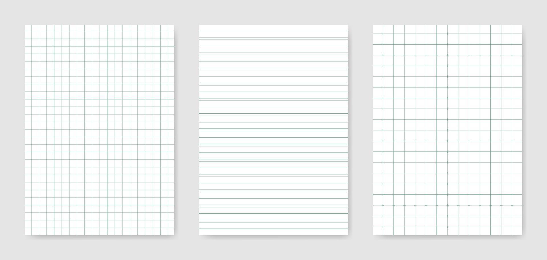 Set of blank graphical technical paper sheet for data representation vector