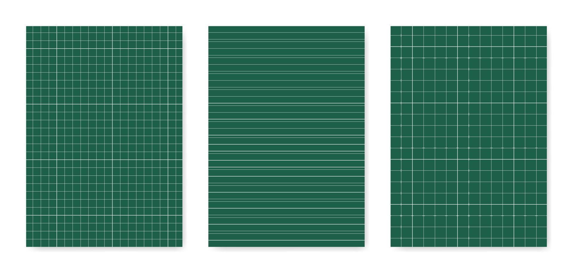 conjunto de hojas de papel técnico gráfico en blanco para la representación de datos vector