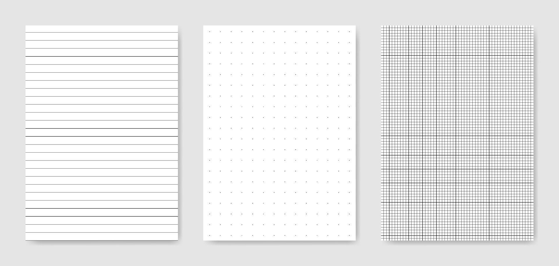 Set of blank graphical technical paper sheet for data representation vector
