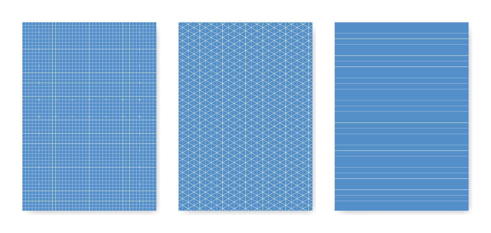Set of blank graphical technical paper sheet for data representation vector