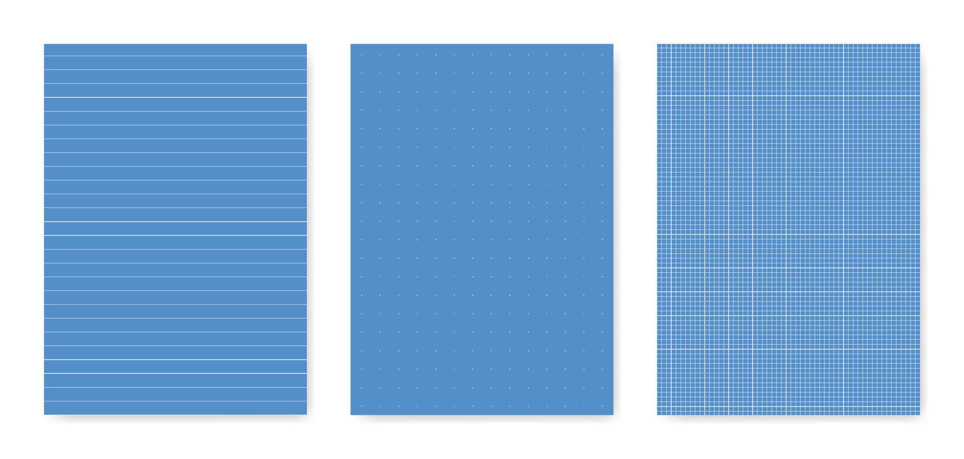 conjunto de hojas de papel técnico gráfico en blanco para la representación de datos vector