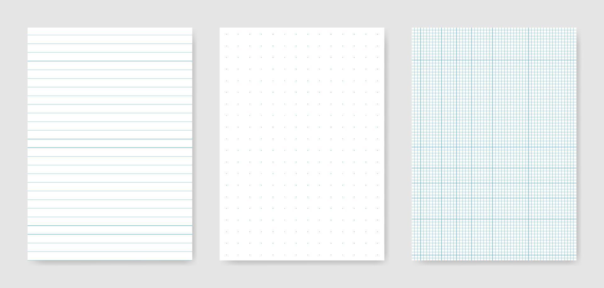 Set of blank graphical technical paper sheet for data representation vector
