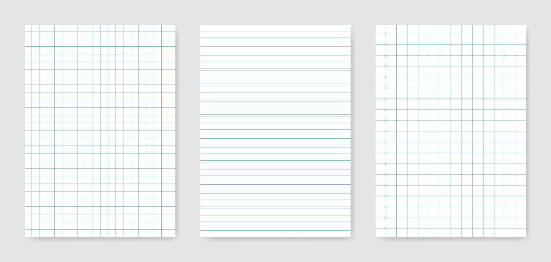 Set of blank graphical technical paper sheet for data representation vector