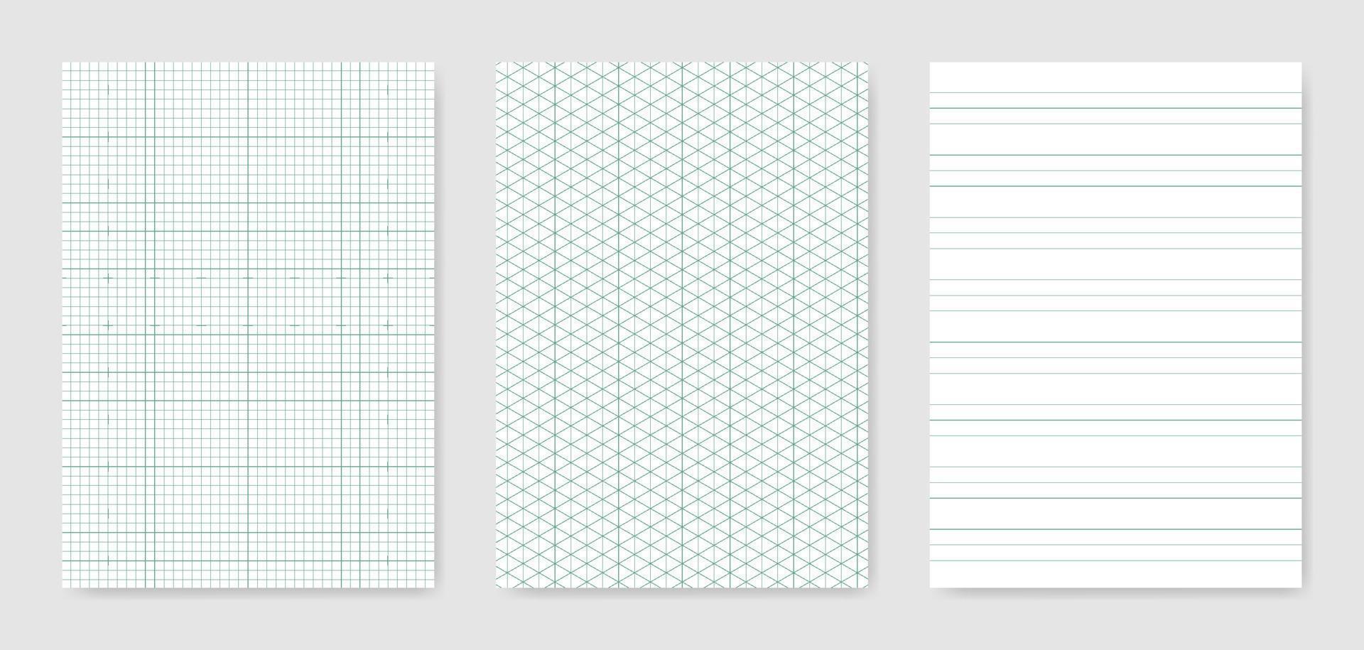 Set of blank graphical technical paper sheet for data representation vector