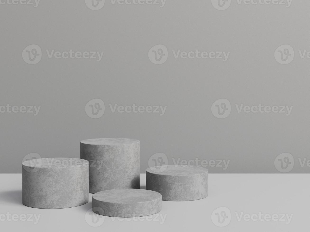 Concrete pedestal for product display with grey background. 3d rendering. photo