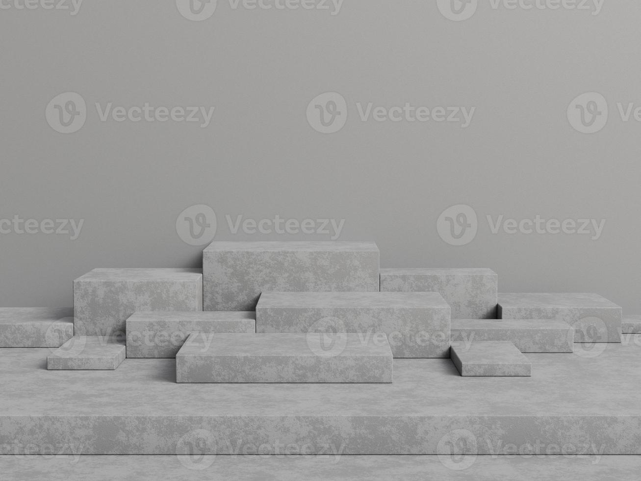 Concrete pedestal for product display with grey background. 3d rendering. photo