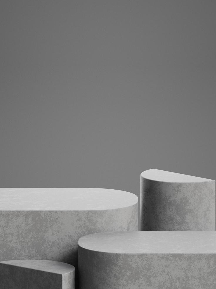 Concrete pedestal for product display with grey background. 3d rendering. photo