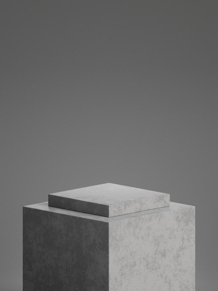 Concrete pedestal for product display with grey background. 3d rendering. photo