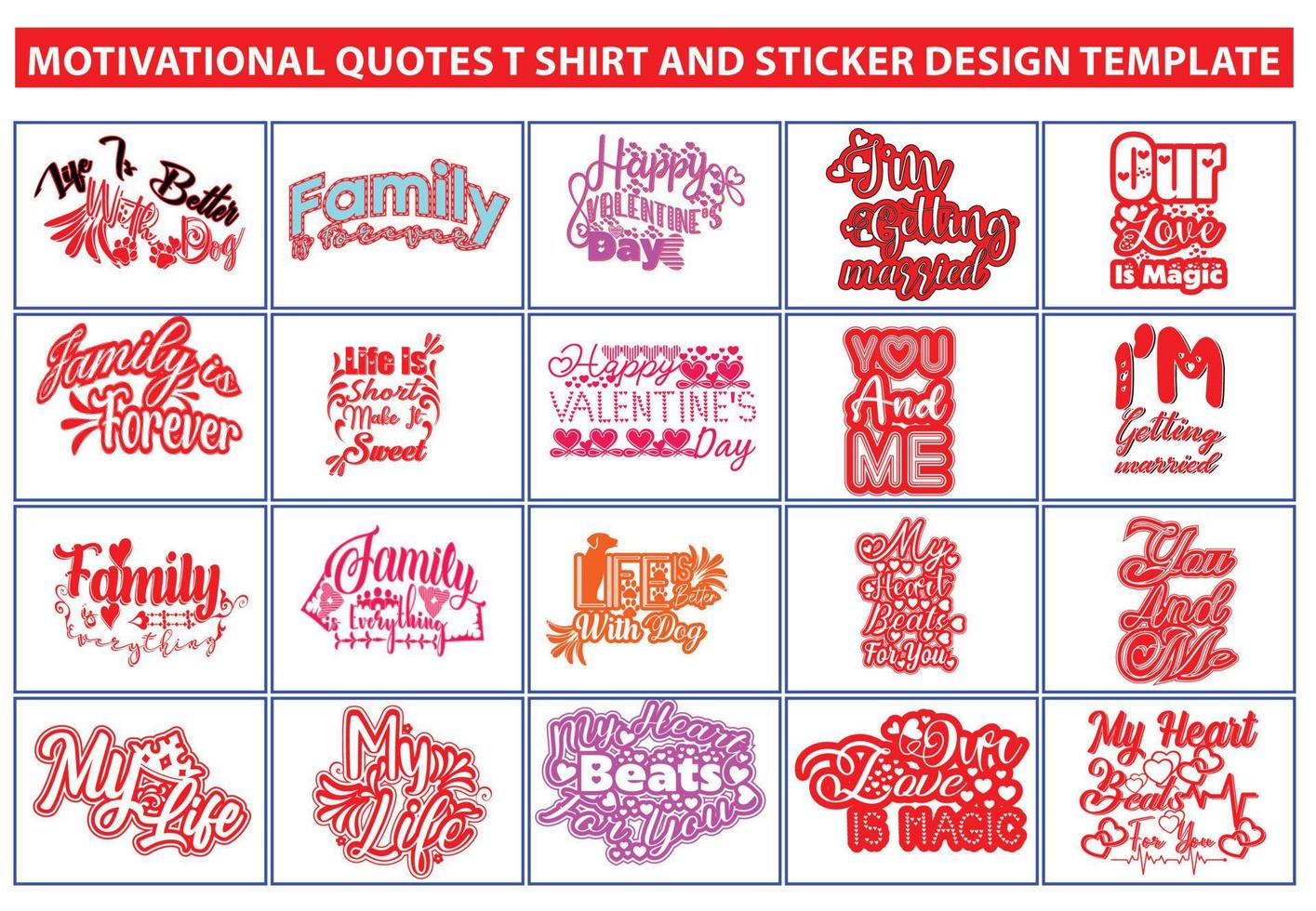 Motivational quotes t shirt and sticker design bundle vector