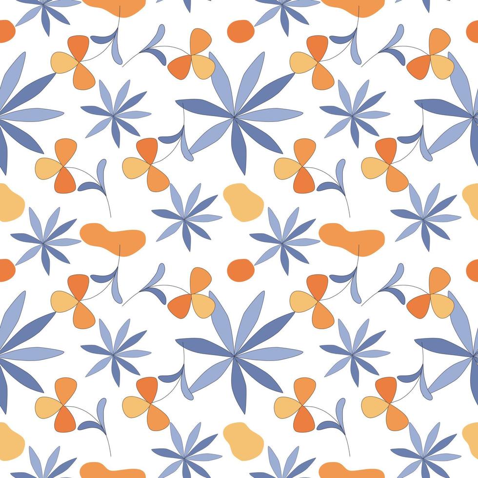 Seamless flowers patterns designed in doodle and vintage style. on white background for digital print, background, spring theme decoration, fabric pattern, card, scrapbook, t-shirt design and more vector