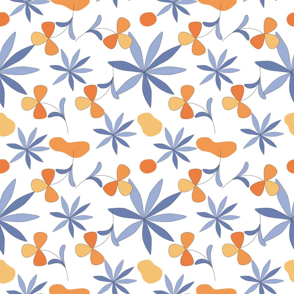 Seamless flowers patterns designed in doodle and vintage style. on white background for digital print, background, spring theme decoration, fabric pattern, card, scrapbook, t-shirt design and more vector