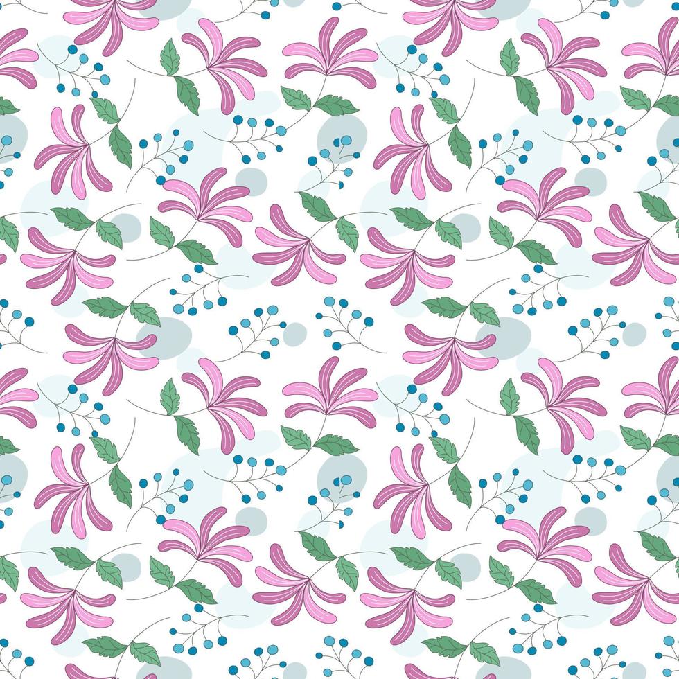 Seamless flowers patterns designed in doodle and vintage style. on white background for digital print, background, spring theme decoration, fabric pattern, card, scrapbook, t-shirt design and more vector