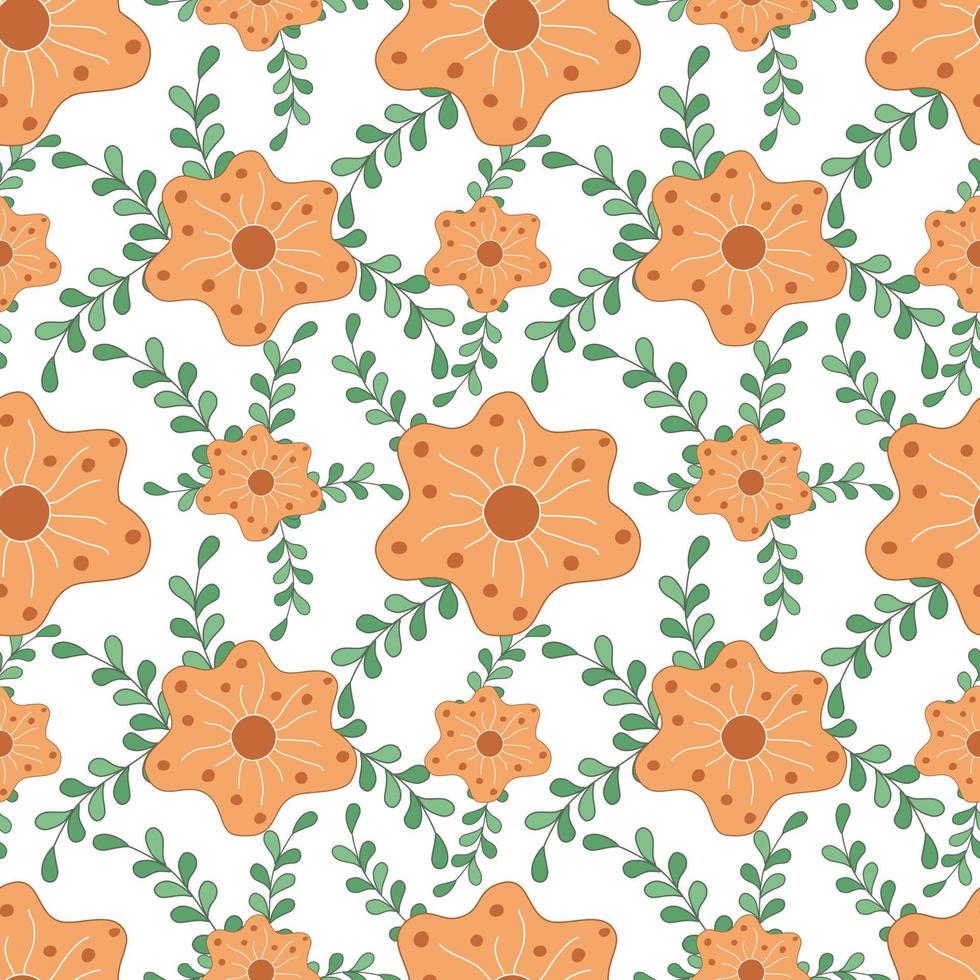 Seamless flowers patterns designed in doodle and vintage style. on white background for digital print, background, spring theme decoration, fabric pattern, card, scrapbook, t-shirt design and more vector