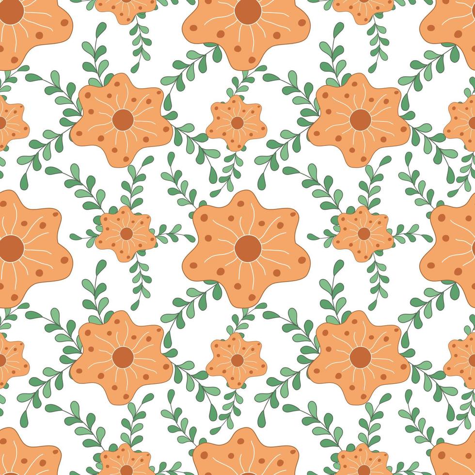 Seamless flowers patterns designed in doodle and vintage style. on white background for digital print, background, spring theme decoration, fabric pattern, card, scrapbook, t-shirt design and more vector