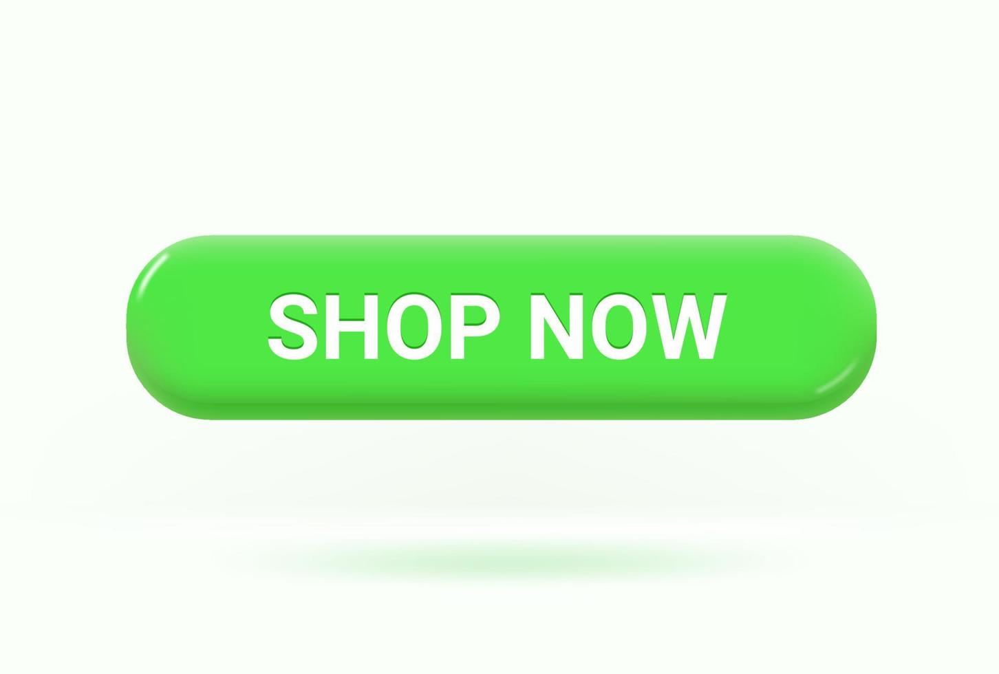 Shop now button isolated on white background. 3d vector illustration