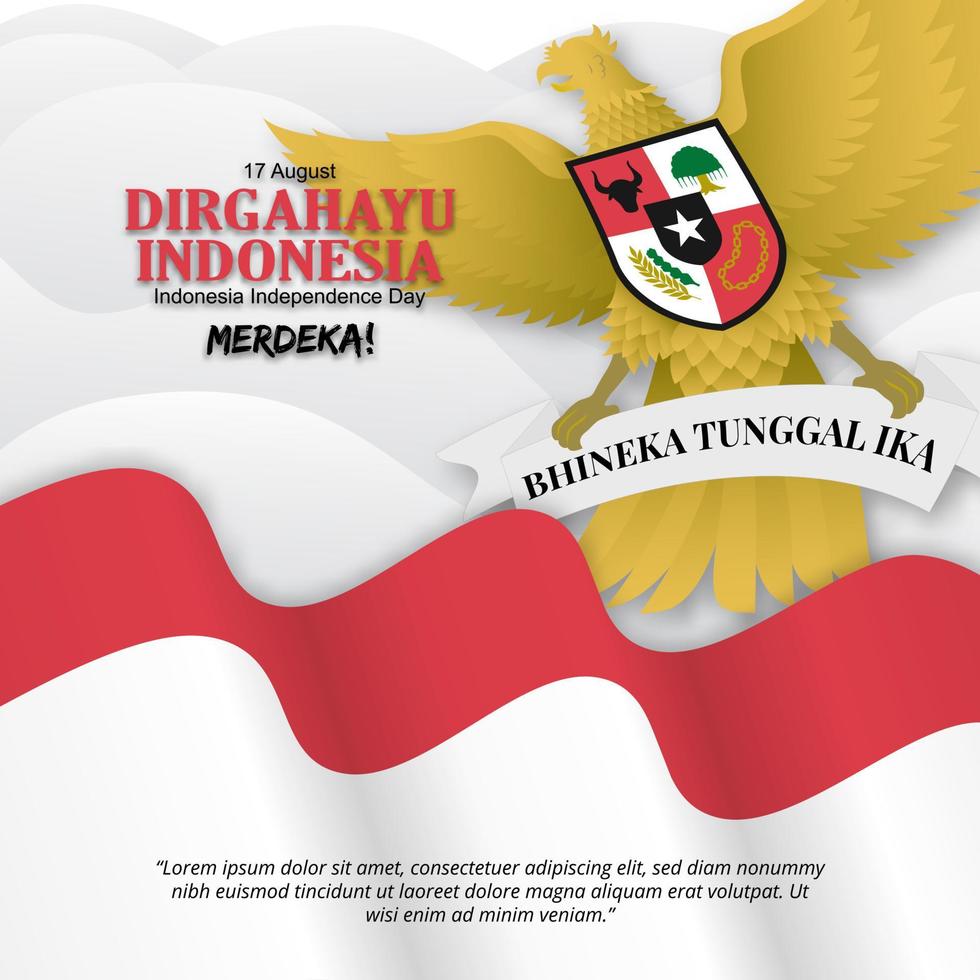 Indonesia independence day background with a waving flag and Garuda Pancasila vector