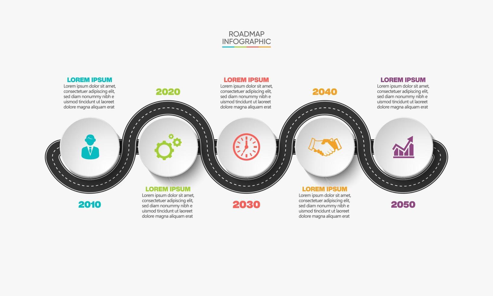 Plantilla de infografía de hoja de ruta de negocios de presentación vector