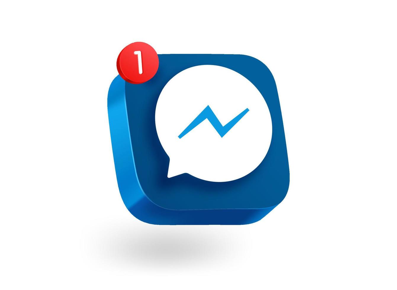 New message concept. 3d vector mobile application icon with notification