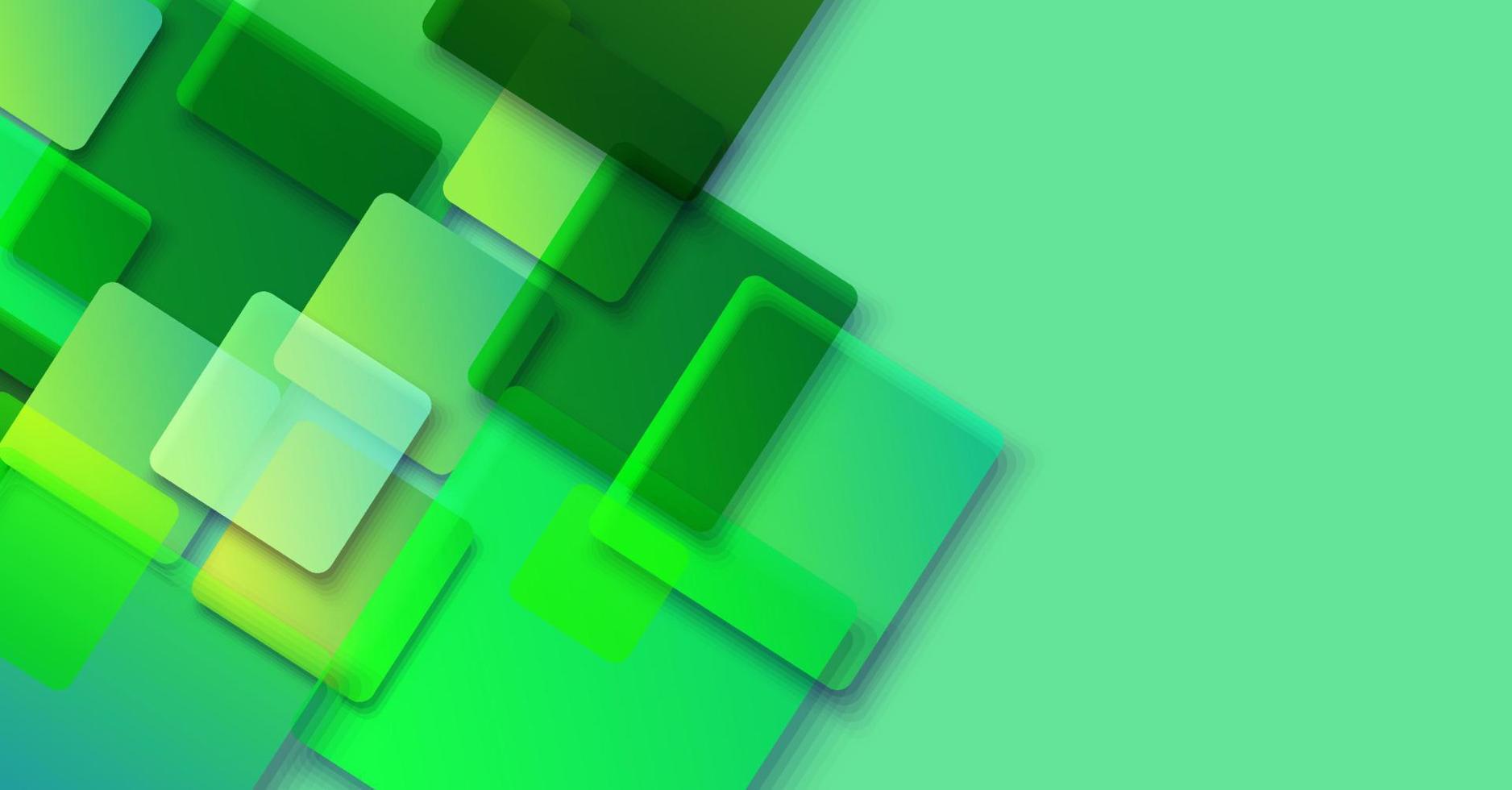 Fondo de vector abstracto de cuadrados verdes. banner vectorial con espacio de copia