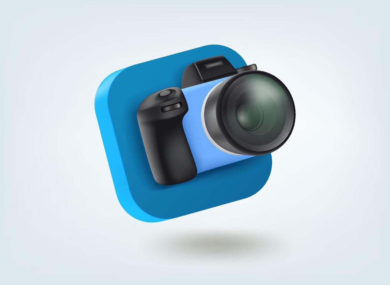 Camera icon. 3d vector mobile application icon