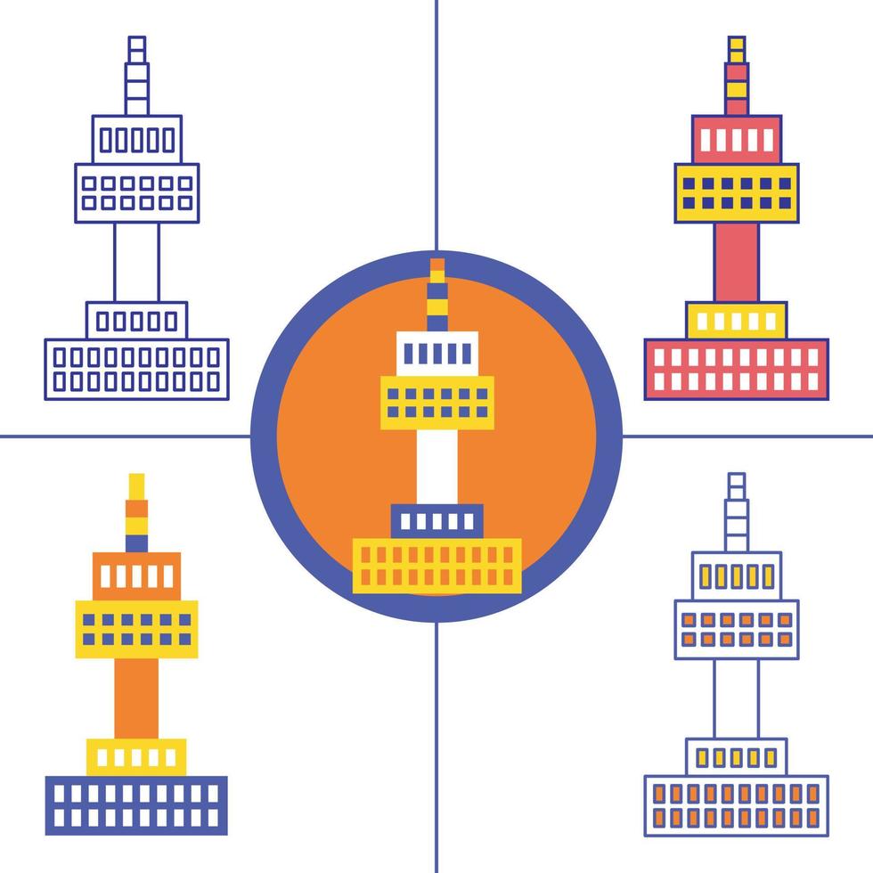 n torre de seúl en estilo de diseño plano vector