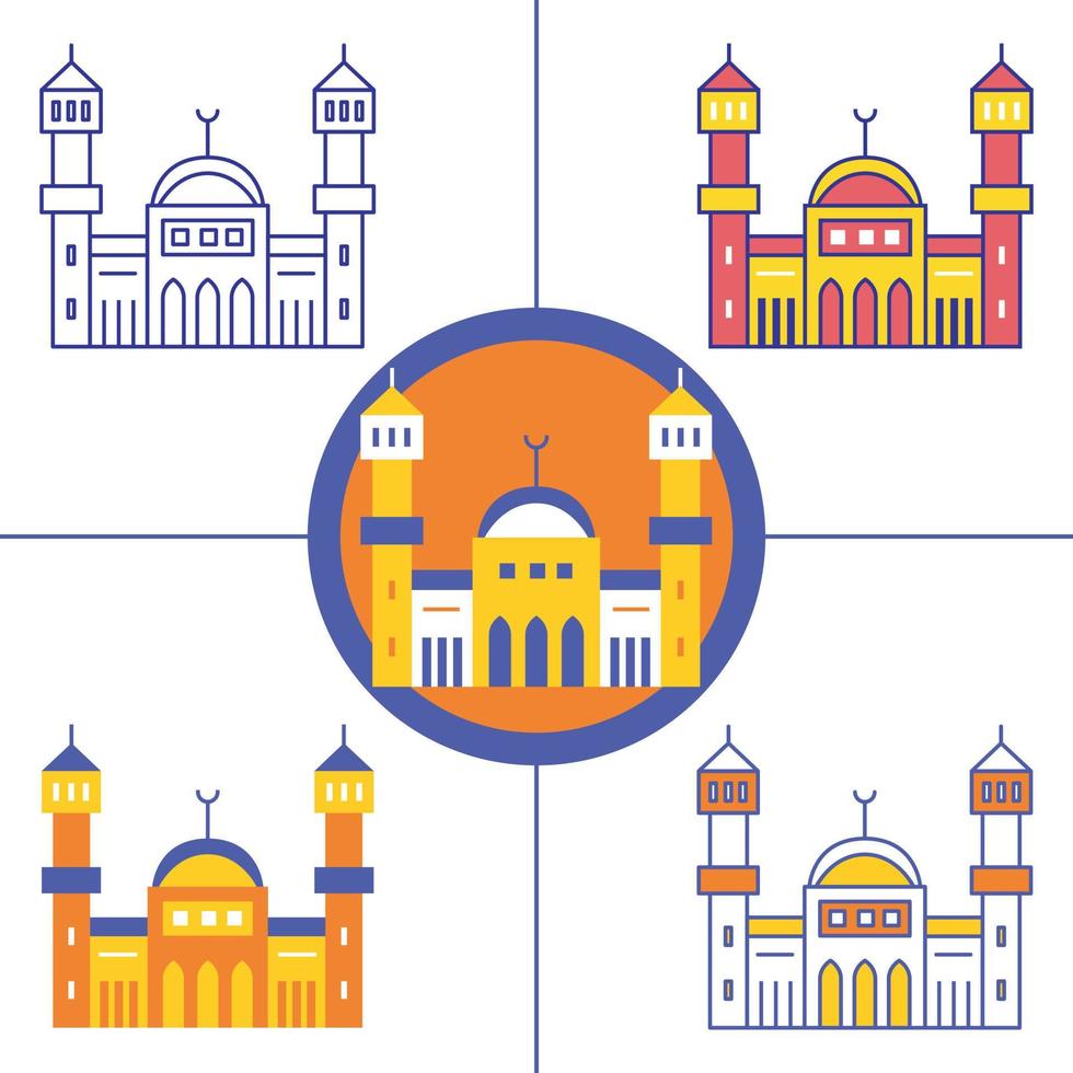 mezquita itaewon en estilo de diseño plano vector