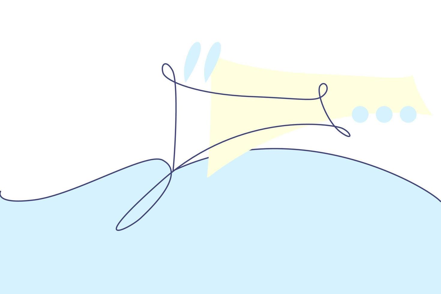 Speech bubble continuous line drawingwith color shapes. Black isolated linear template. Comic Doodle concept design. Outline simple border for social media, web sites, dialog chat. Vector illustration