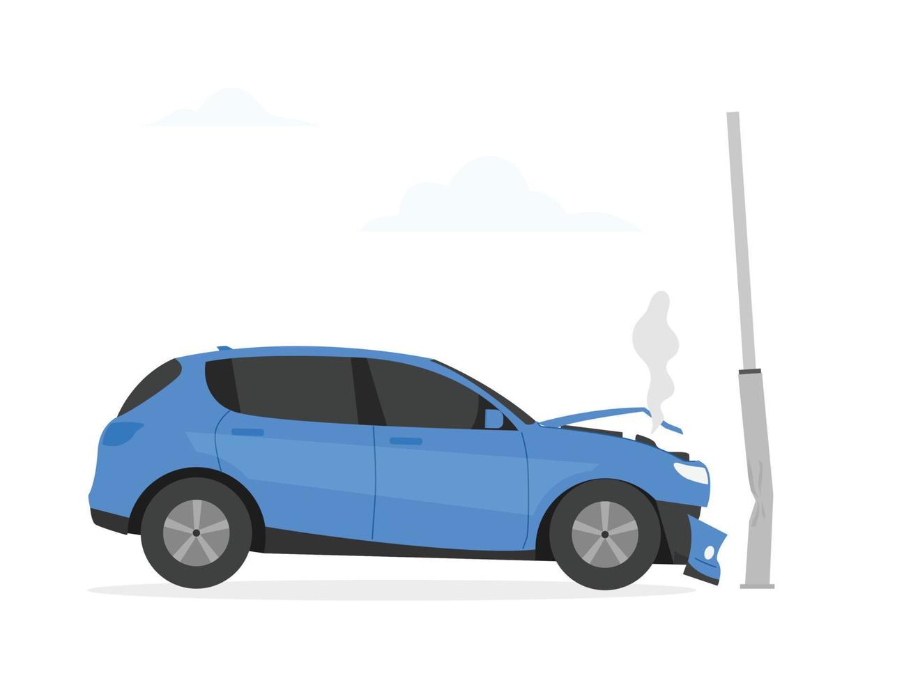 car crash with a street light pole. accident concept vector