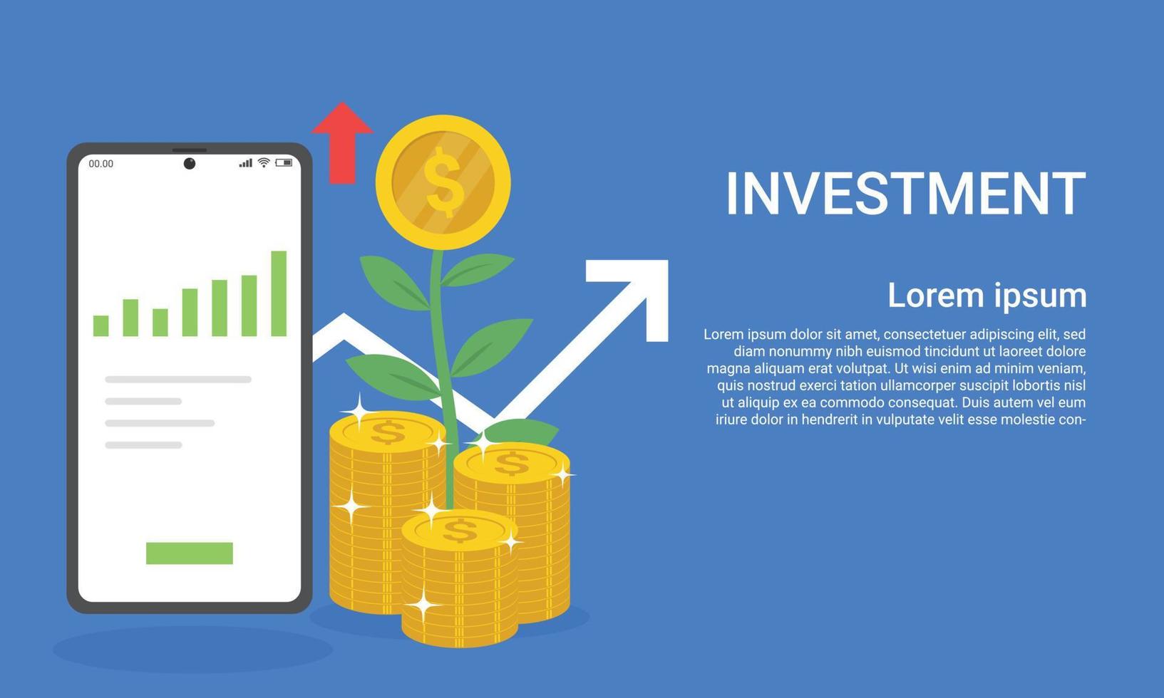 Financial investment. Profit finance Manage money through your mobile phone application vector