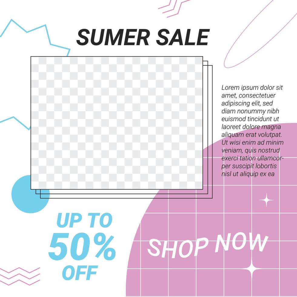 Summer sale discount social media post template with retro  style vector