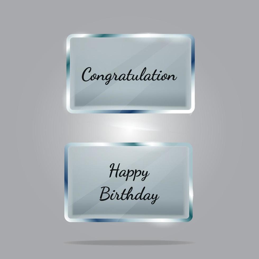 Congratulation and happy birthday in transparent acrylic vector