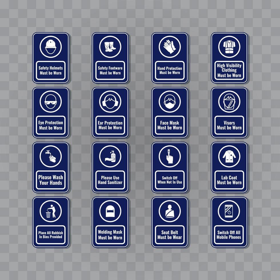 Health and safety sign set graphic design vector illustration