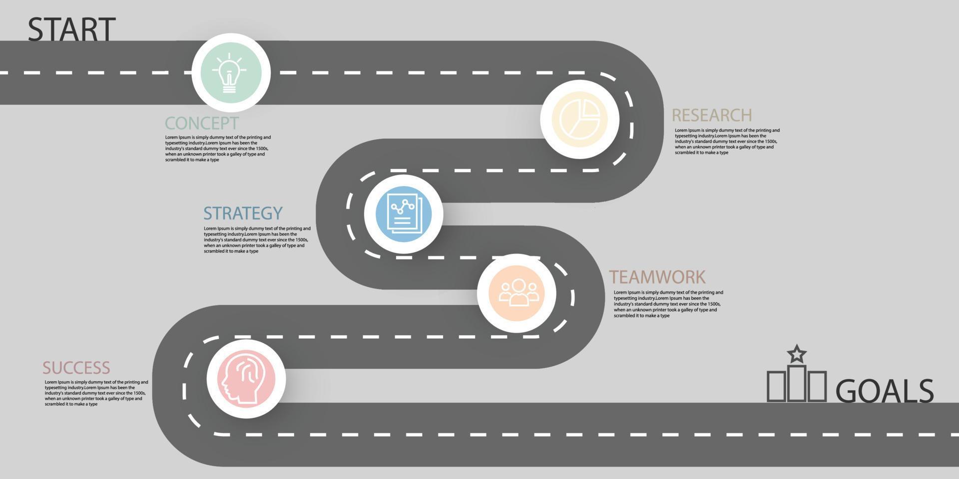 Infographic Roadmap vector Template Process concept Step for strategy ...