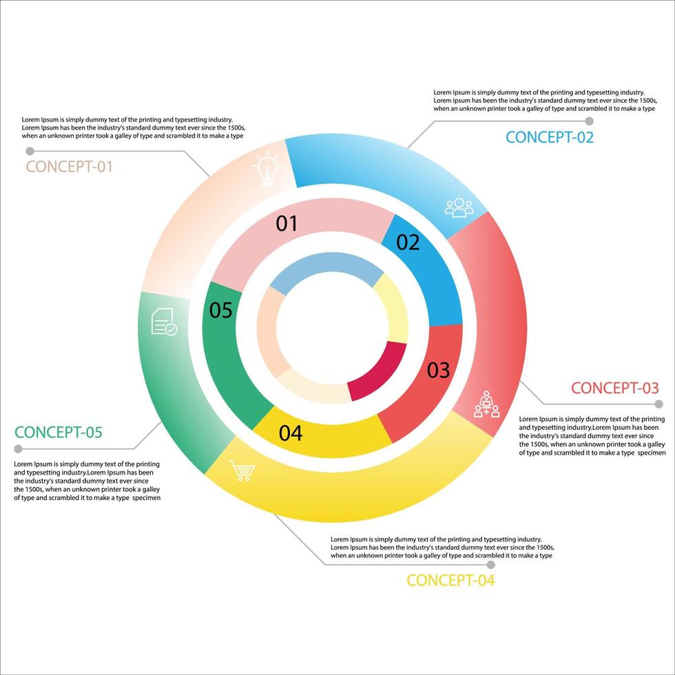 Infographic circle ring idea shape data vector Template Process concept Step for strategy and information education